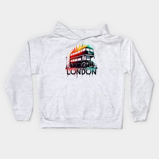 London Bus Kids Hoodie by Vehicles-Art